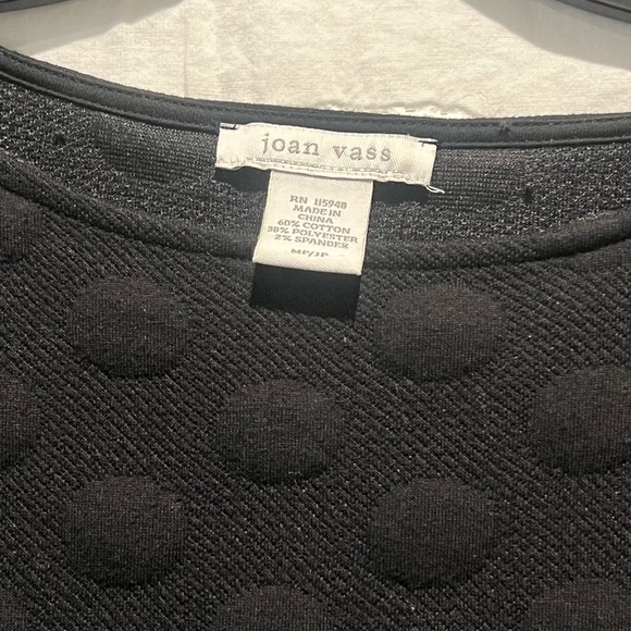 Joan Vass Women's Chic Black 3/4 Sleeve Textured Dot Shift Dress Sz:MP/1P - Picture 5 of 10